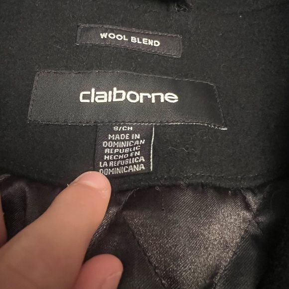 Claiborne Wool Blend Black Coat - Picture 2 of 2